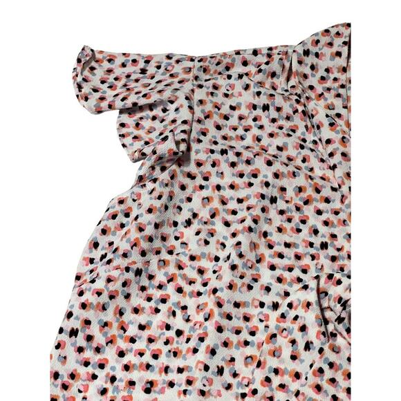 Adrianna Papell Orange Object Print Casual Shirt Women's Size Medium Tie Neck Bl - Picture 10 of 12